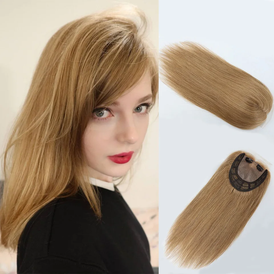 

100% HD Lace closure Human Hair toppers With Clip 100% Real Remy Human Hair Fashion Breathable Topper for Woman #27 honey blonde