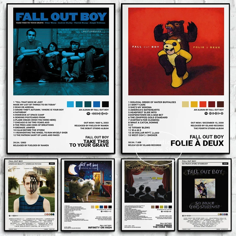 Fall Out Boy Posters Pop Music Folie A Deux Album Cover Canvas Painting Prints Pictures for Modern Bedroom Wall Home Decor Gifts