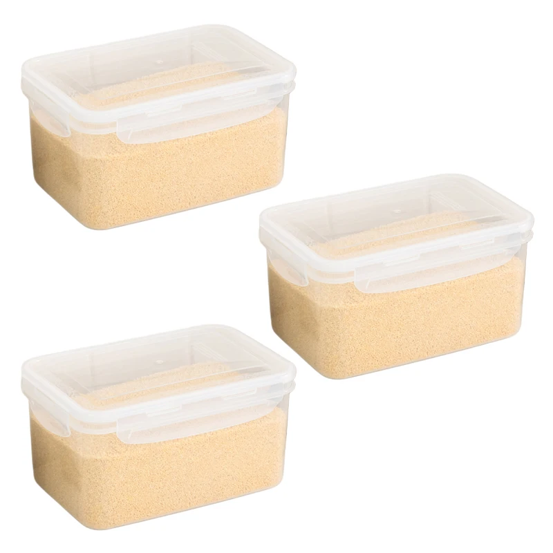 3 Pack Airtight Food Storage Containers with Leak Proof Snap Lock Lid for Meal Prep and Leftovers, Microwave Safe (2.4 Liter)