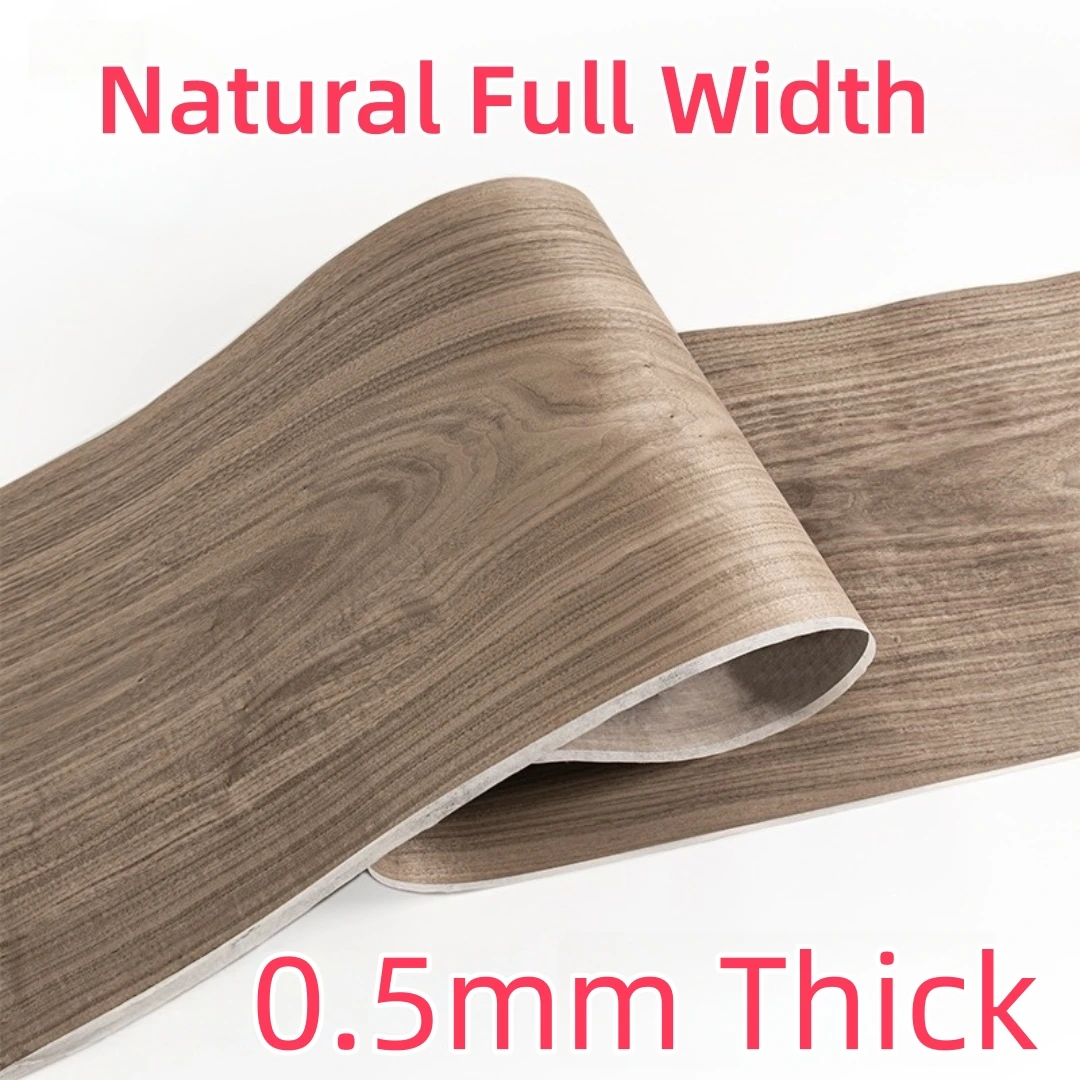 0.5mm Thick 34cm Wide Natural Black Walnut Grain Wood Veneer for Speaker Cabinet Surfacing Furniture Wall Decoration