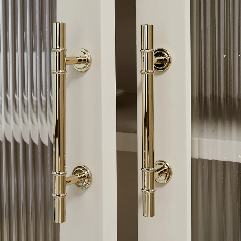 French Gold Light Luxury Solid Brass Cabinet Door Long Handle, Modern Simple High-end Drawer Bookshelf Wardrobe Door Handle