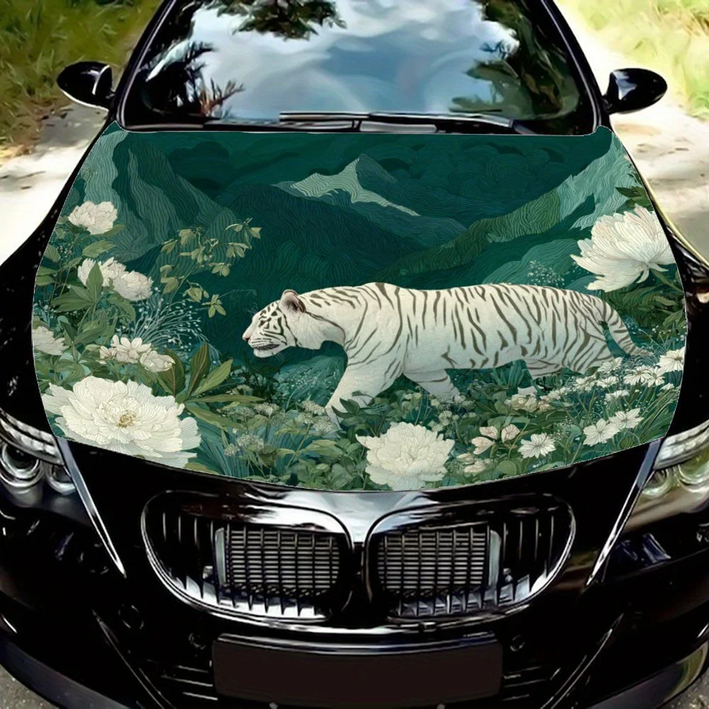 White Tiger Car Hood Decal Sticker, Truck Sticker, Self-Adhesive Long-Lasting Car Accessories, Suitable For Car, Truck Hood Orna