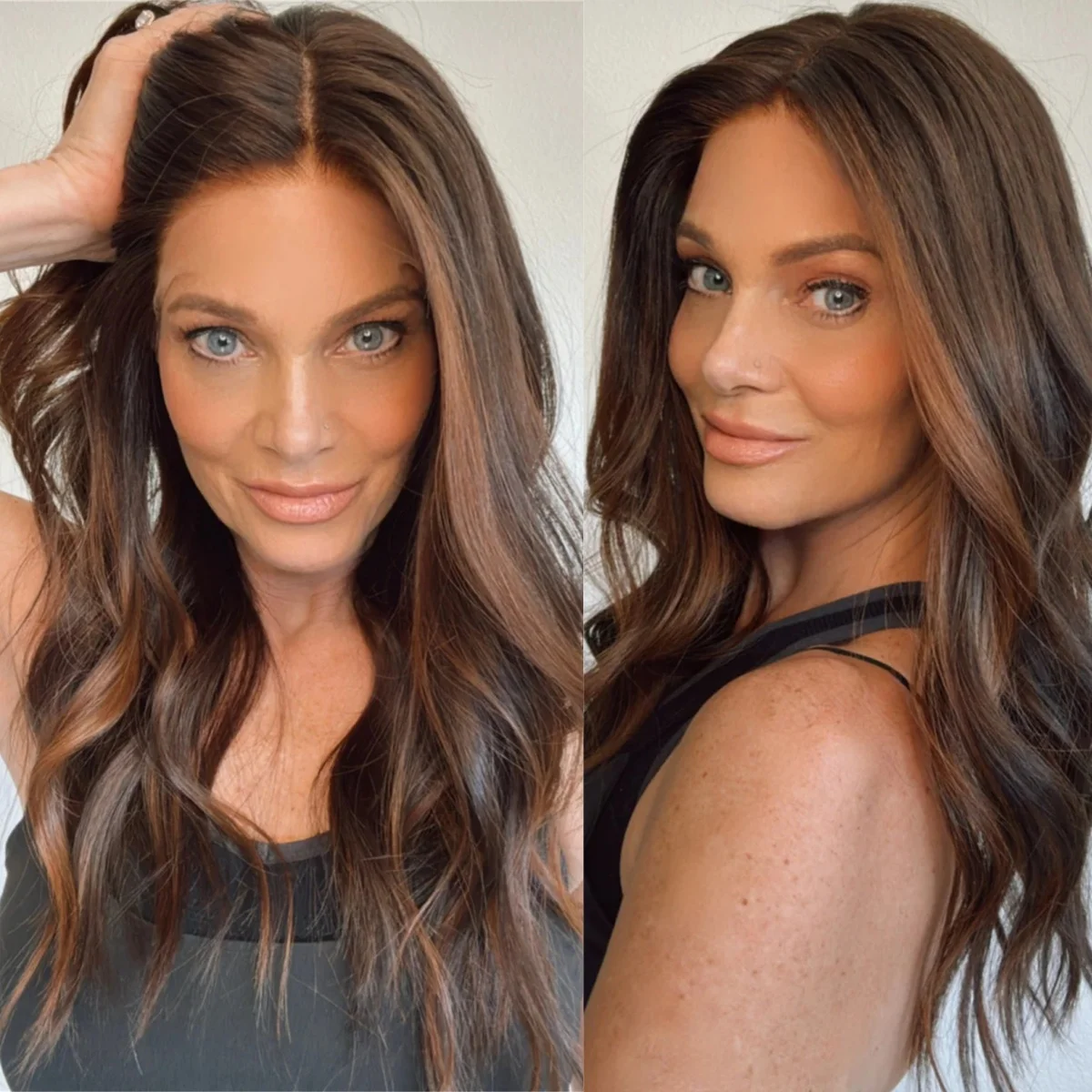 

Длинный парик с 180% плотностью, премиум-качество, свободные волны, смешанный коричнево-русый цвет с темными корнями, термостойкое волокно, для повседневного использования, хит продаж