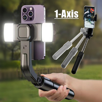Wireless 1-Axis Anti Shake Gimbal Stabilizer for Smartphone, Foldable Selfie Stick Tripod Phone Holder for Mobile iPhone Android