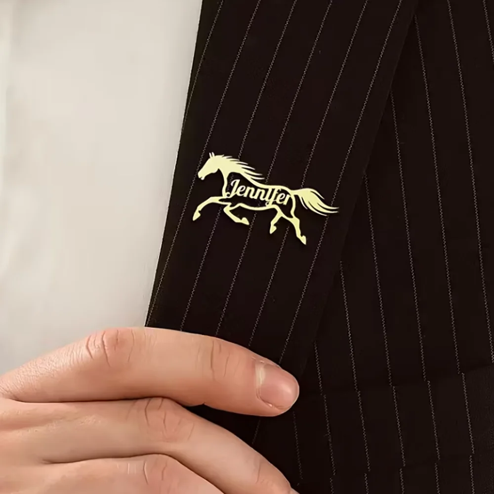 

Custom Fierce Horse Brooch Stainless Steel Personalized Engraved Lapel Pin High-Quality Badge for Men Women Horse Lovers Gift