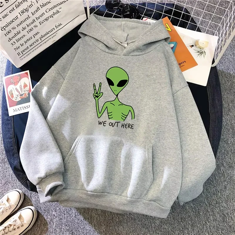 

2025 New Green Alien Sweatshirts Girls Winter Fashion Funny Tops Moletom Cute Cartoon Streetwear Women Hoodie Pullover Loose
