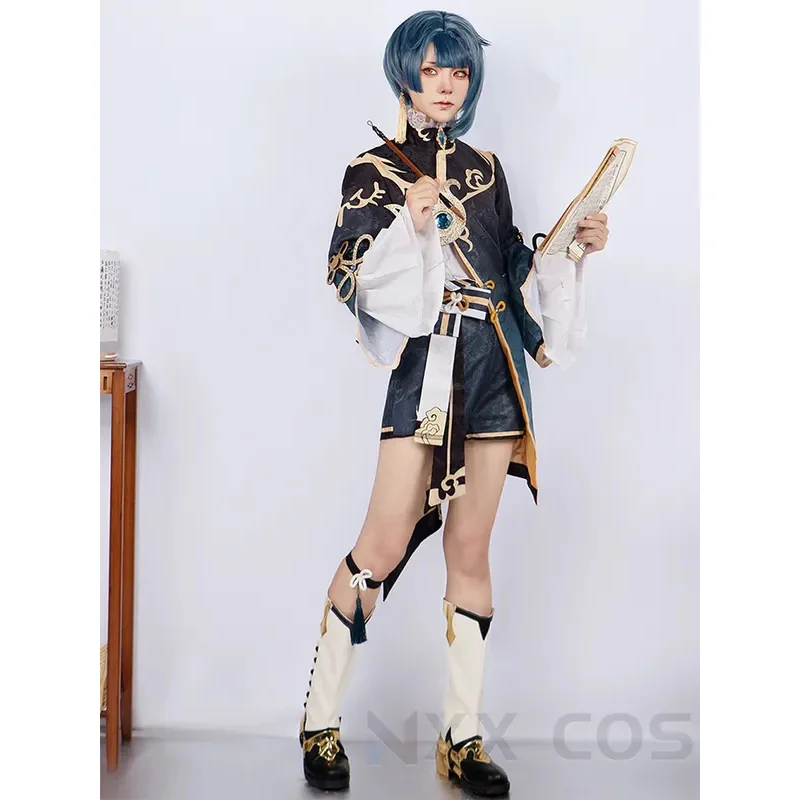 Xingqiu платье для косплея GenshinImpact косплей костюм праздничная одежда ролевые игры Comic Con парики аниме реквизит
