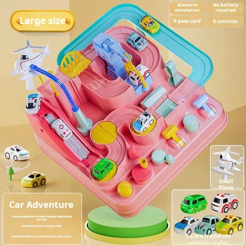 Modèle de voiture sur Rail de course, jouets éducatifs pour enfants, jeu d'aventure sur piste, cerveau mécanique, Train interactif, animaux, jouet fusée spatiale
