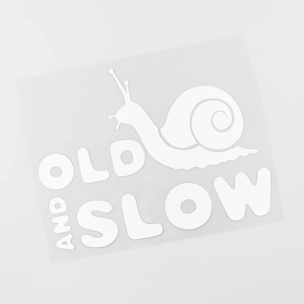 Jpct funny, old and slow graphic snail decal for racing cars, bicycles, windows waterproof Vinyl Sticker 16.8cm × 12.9CM