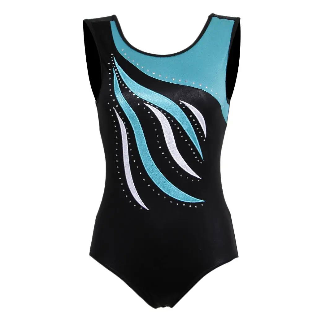 Shiny Rhinestone Girls Leotard Sleeveless Ballet Dancewear Tank Unitard Costume for Gymnastic and Dance Class