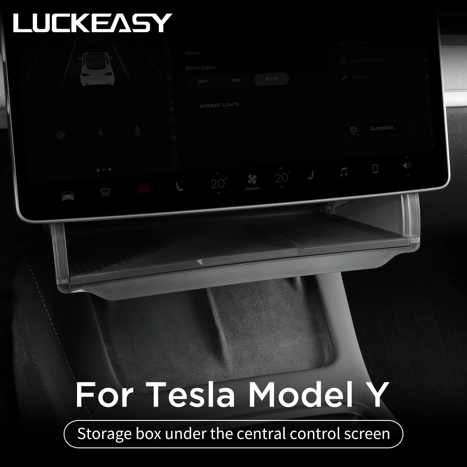 For Tesla Model Y 2024 Car Storage Box Hidden Storage Organizer Case Tray Under The Central Control Screen Interior Accessories