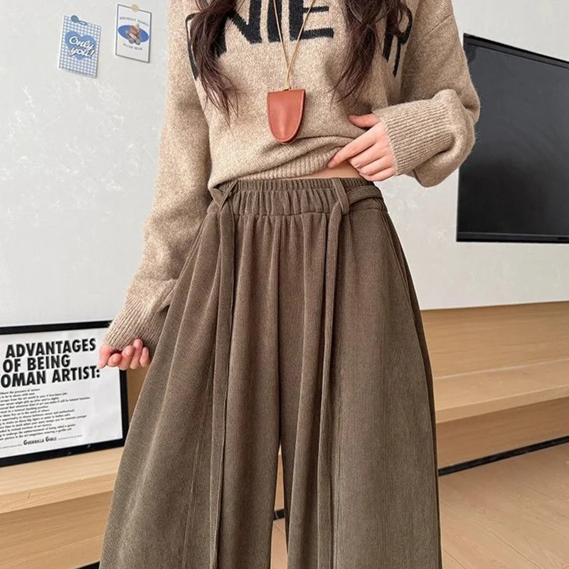 Pantalones de chándal clásicos para mujer, pantalones de moda coreana para niñas, pantalones de pierna recta fina de cintura alta, pantalones casuales de gran oferta para mujer