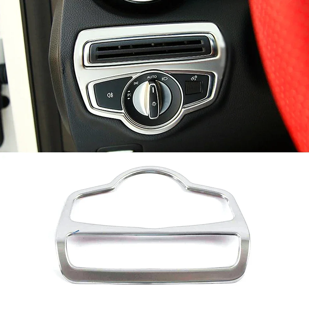 For Mercedes Benz C GLC Class W205 X253 Head Light Lamp Headlight Switch Button Decoration Cover Frame Decorative Trim Sticker