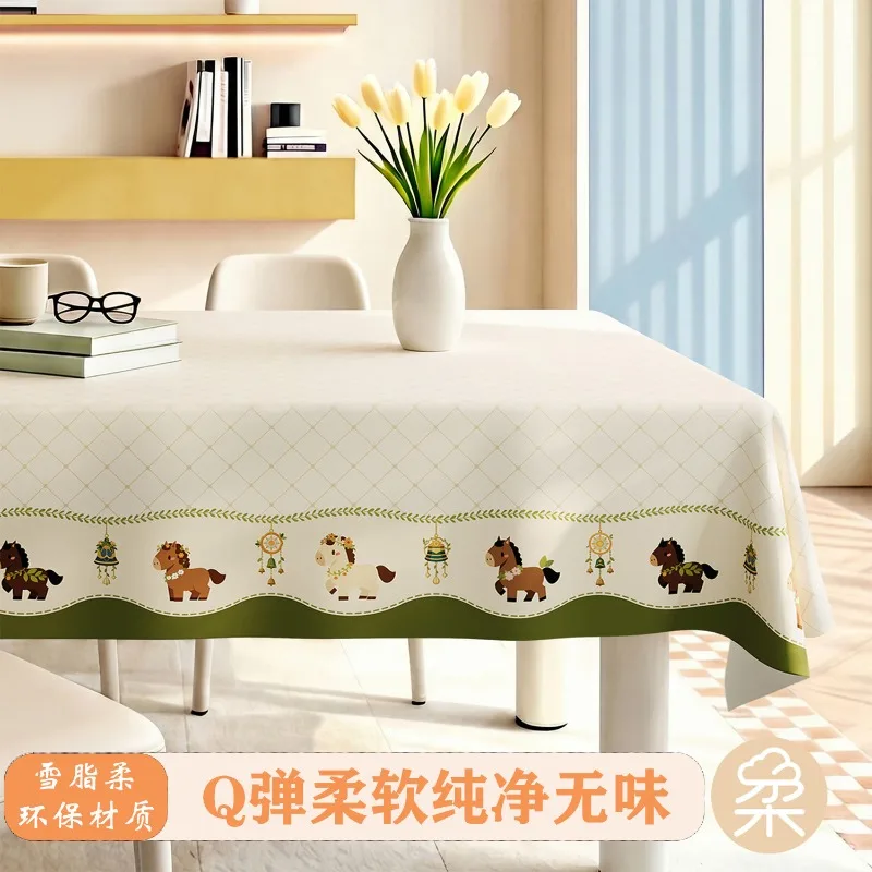 Mengqu Cartoon Eco-friendly Tablecloth, Soft Non-marking Waterproof Oil-proof Cover for Home Dining Decor