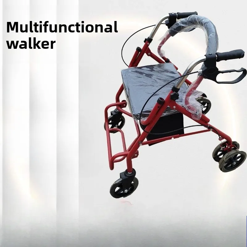 

Walker can be pushed and sat Assisted walking Rehabilitation shopping cart Walking elderly trolley, walker walker