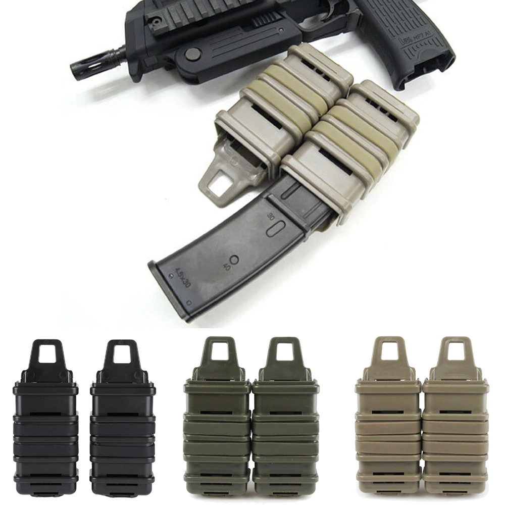 Tático Bolsa Revista para Airsoft, Molle Clipe, Rápido Mag Titular, Shell, Quick Pull coldre, transportadora militar, caso de caça, MP5, MP7, 2PCs