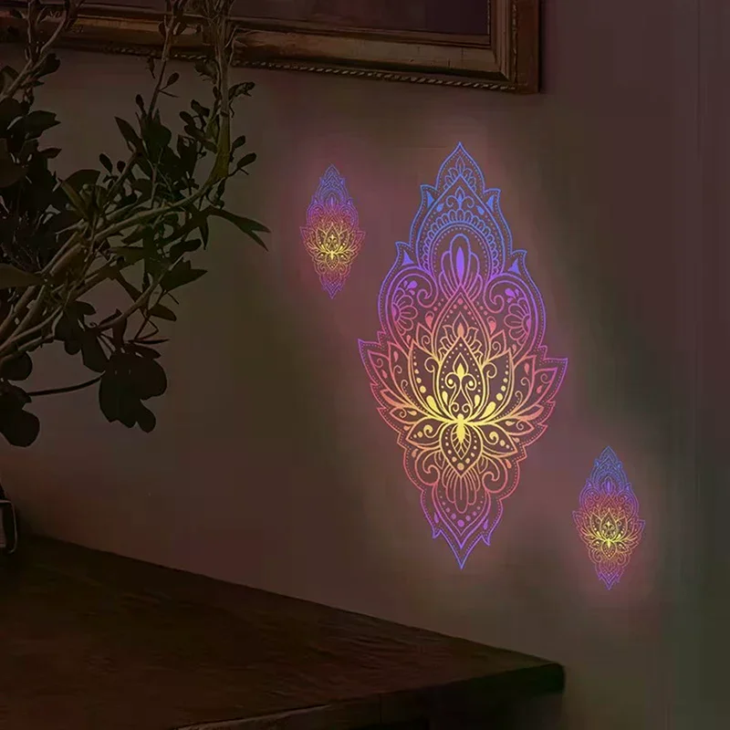 Glow-in-the-Dark Self-Adhesive Butterfly Mandala Wall Stickers For Living Room, Bedroom Removable PVC Decals Home Decor