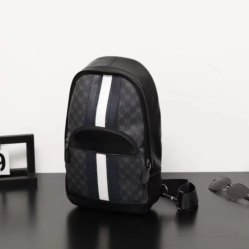 

Новые модные полосатые мужские нагрудные сумки в клетку с буквенным принтом, мужские сумки на одно плечо, роскошные рюкзаки из искусственной кожи, пакет