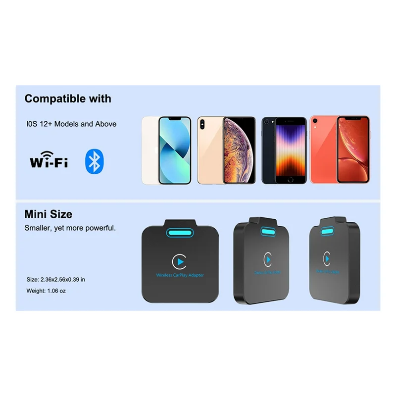 Carplay Wireless Adapter, Plug & Play Low Latency Wireless  Carplay, Auto Connected For Car Models From 2016