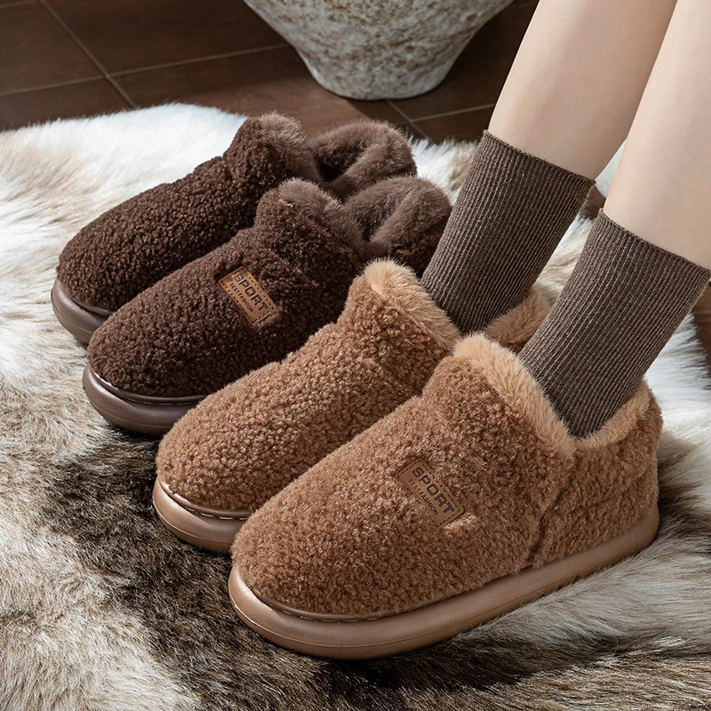 Thicken Warm Lambswool Snow Boots Women Winter 2026 Plus Size Chunky Platform Non Slip Fluffy Boots Woman Leisure Fuzzy Booties