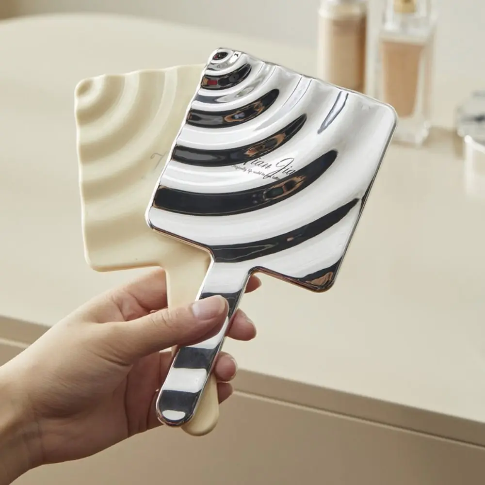 with Handle Liquid Shape Makeup Mirror Square Electroplated Handheld Cosmetic Mirror Hand-held Creative