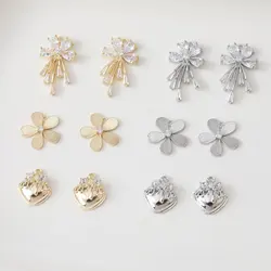 2PCS Dainty Zircon Flower Pendant Charms for Jewelry Making Necklace DIY Hand Made Brass 14k Gold Plated Accessories