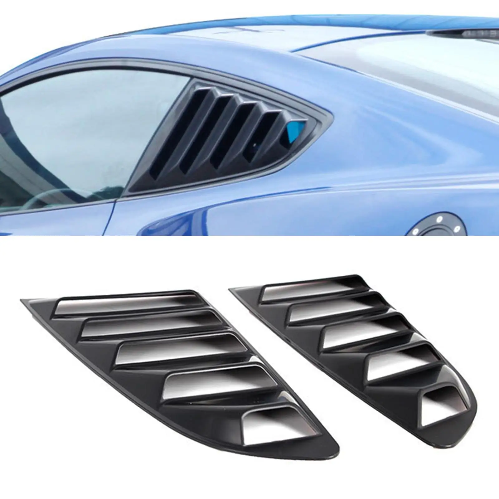 2Pcs ABS Rear Side Window Louvers Black for Ford 2015-Present