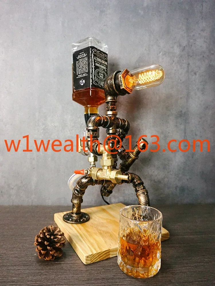 

Water Pipe Robot Industrial Style Retro Table Lamp Cafe Restaurant Bar Counter Decorative Decoration Foreign Wine