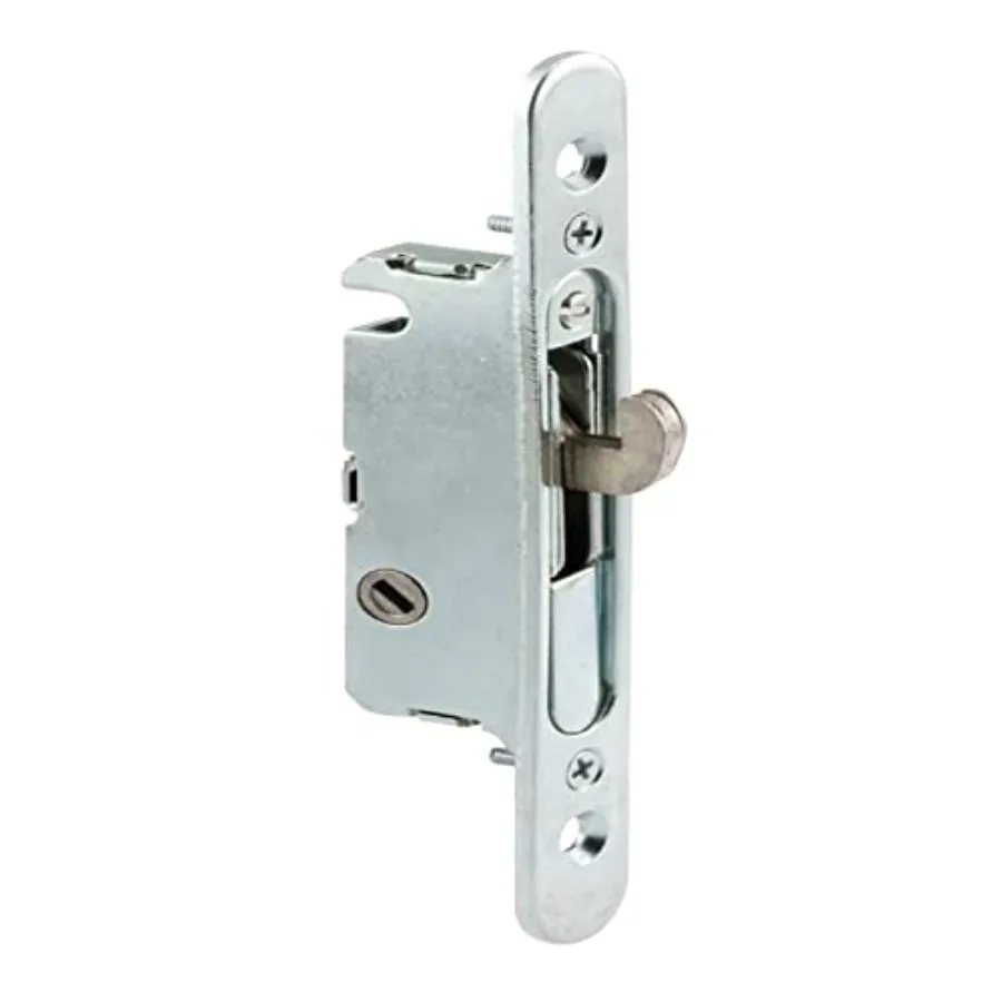 

Mortise Lock with 45 Degree Keyway and Round Faceplate, Adjustable, Spring-Loaded Hook Latch Replacement for Sliding Patio Door