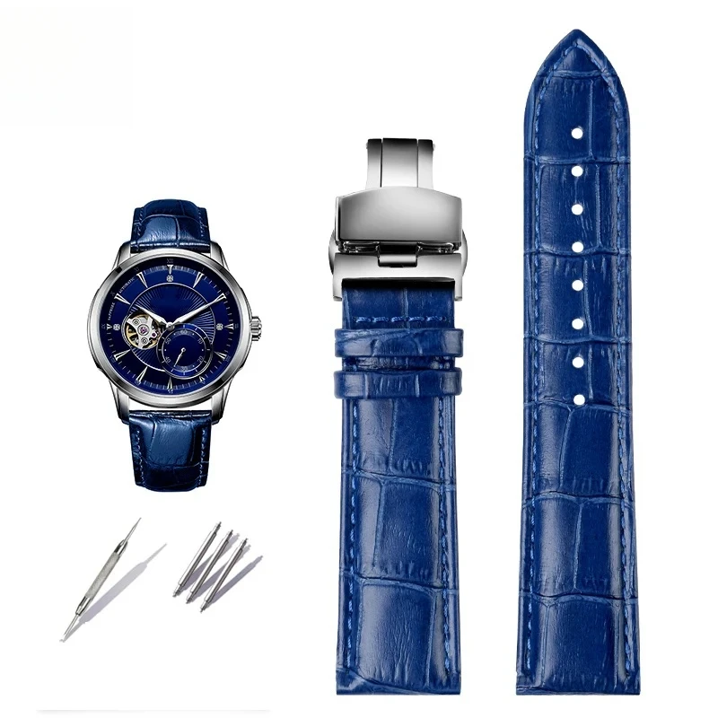 لساعات تيسو، سيكو، هواوي، سيتيزن، حزام ساعة 16 18 20 21 22 مم 23 مم من الجلد الأصلي، مشبك فراشة، سوار جلد بقري #3