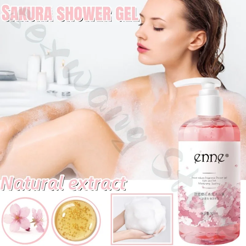 

300ml Sakura Shower Gel with floral fragrance, long-lasting moisturizing and nourishing the whole body, improving dullness