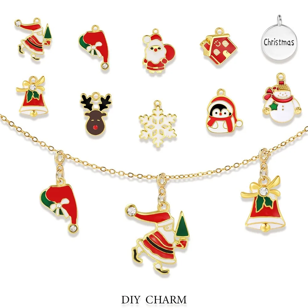 Christmas Style Stainless Steel Gold Color Pedant For Women Christmas Man Bell Charm DIY Making Bracelet Necklace Accessories