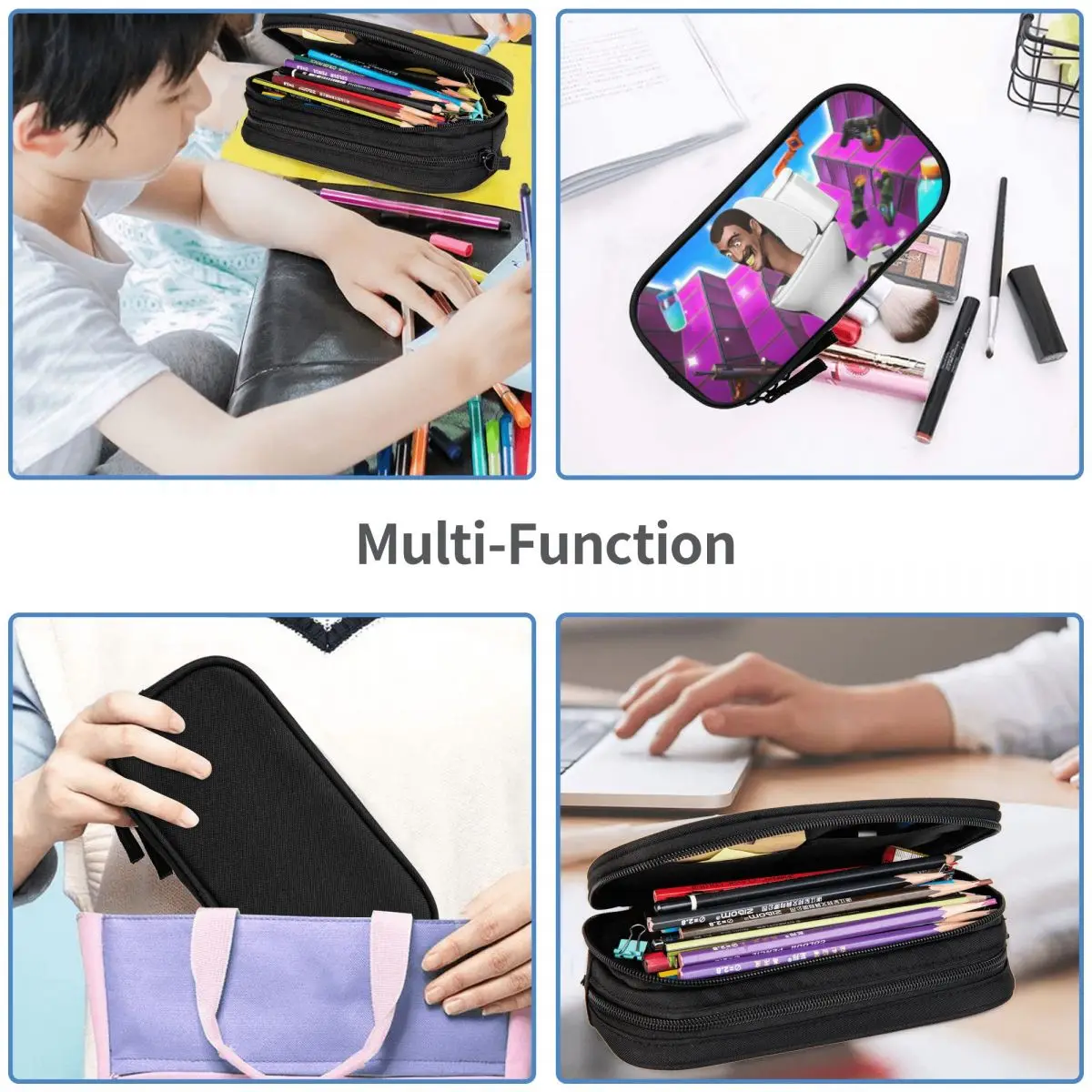 Landscape Skibidi Toilet Pencil Case Fun Pen Box Bag for Student Big Capacity Students School Cosmetic Pencilcases