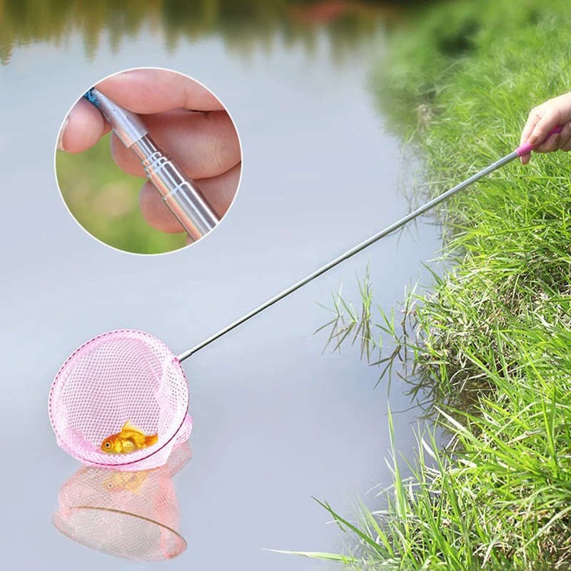 1Pc Retractable Fishing Net For Catching Insect Butterfly Dragonfly Outdoor Fishing Net Fun Game Toys Landing Net For Children