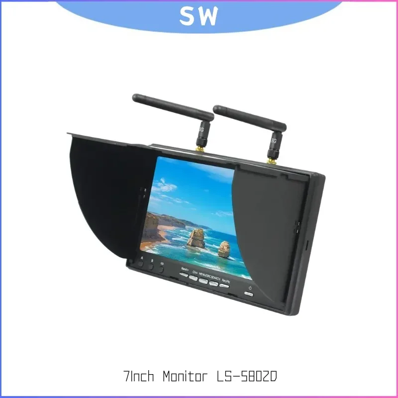 

5,8G FPV-монитор LS5802D 7-дюймовый ЖК-экран с двойным приемником и батареей Разрешение 800×480 для радиоуправляемых дронов и квадрокоптеров