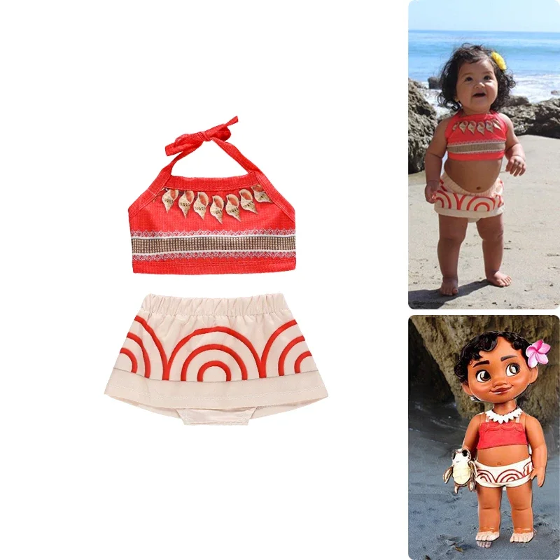 One Piece Halloween Vaiana Baby Girl Dress Fancy Infant Birthday Party Moana Princess Clothing Sets Fluffy Vintage Beach Dress