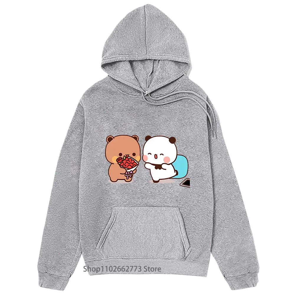 Cute Dudu Hoodies Is Welcome Home Bubu Graphic Sweatshirt Cute Women Casual Kawaii Panda Bear Print Clothes Fellce Men Clothing