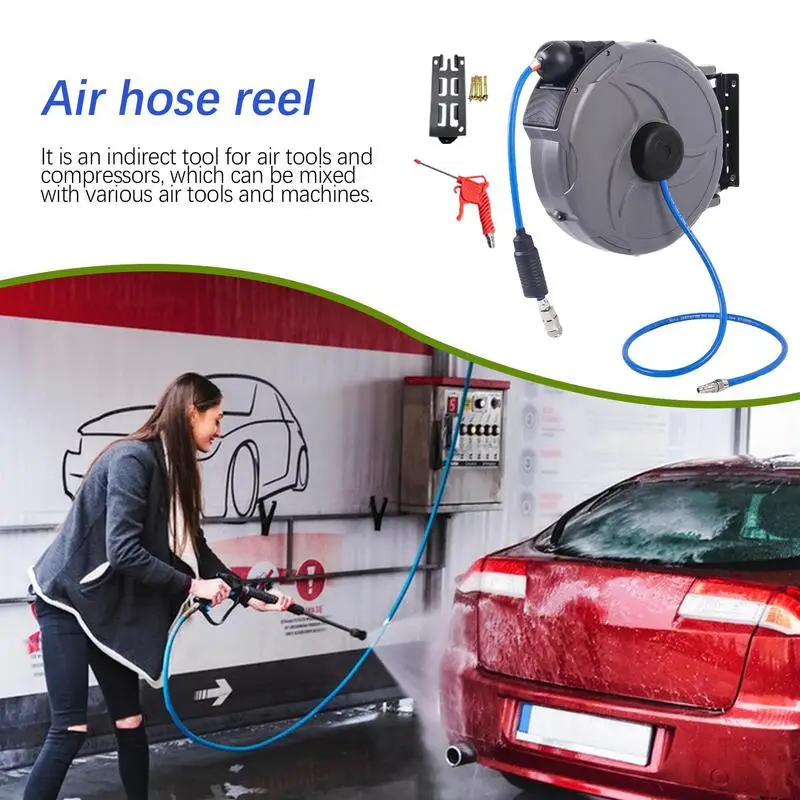 Air Tool Hose Reels 15meters Heavy Duty Air Hose Reel Retractable Air Hose Reel Retractable for Garage Workshop