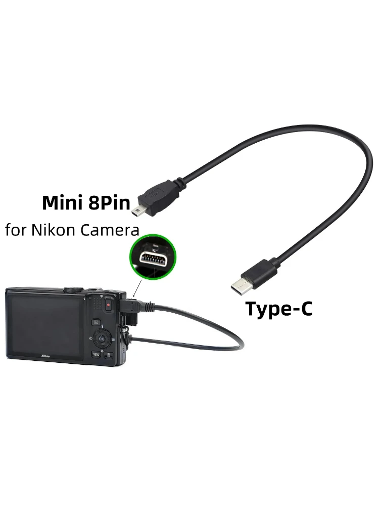Кабель для зарядки передачи изображений Type-C к Mini 8Pin USB C UC-E6 UC-E16 UC-E17 Кабель для передачи данных для выбора камер Nikon Coolpix/DSLR Кабель для зарядки передачи изображений Type-C к Mini 8Pin USB C UC-E6 UC-E16 UC-E17 Кабель для передачи данных для выбора камер Nikon Coolpix/DSLR