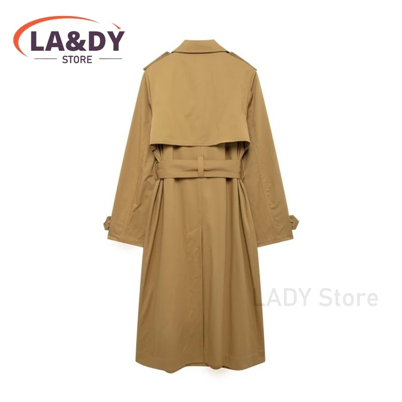 2024 New Autumn Winter Women Fashion Trench Coat Female Solid Color Double Breasted Loose With Belt Outerwears