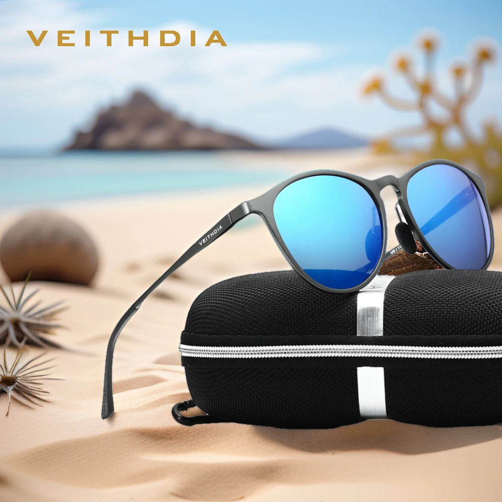 

VEITHDIA новые стильные солнцезащитные очки, спортивные солнцезащитные очки для вождения, круглые поляризационные зеркальные очки UV400, прочные очки для мужчин и женщин FH6625