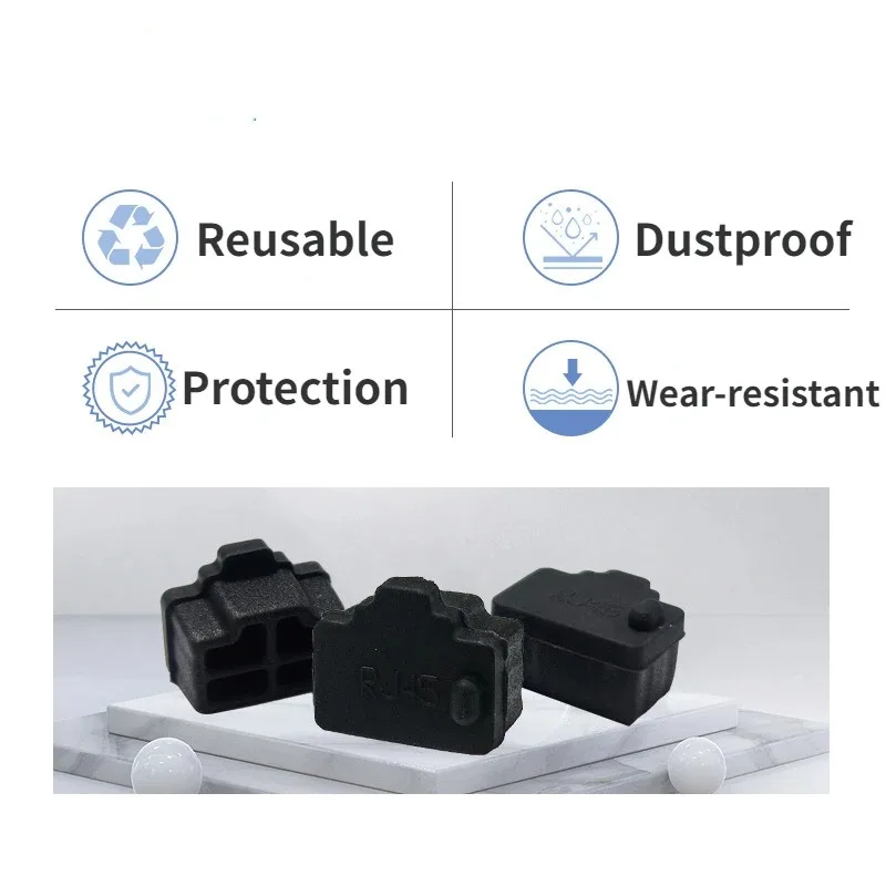 RJ45 Network Port Dust Plug LAN Cable Interface Plug Router Computer Switch Silicone Sealing Plug Rubber Plugs