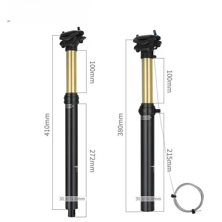 Zoom Bike Dropper Seat Bar Hydraulic Lift Internal/External Wire 100mm Travel 30.9/31 Mountain Bike Seat Bar