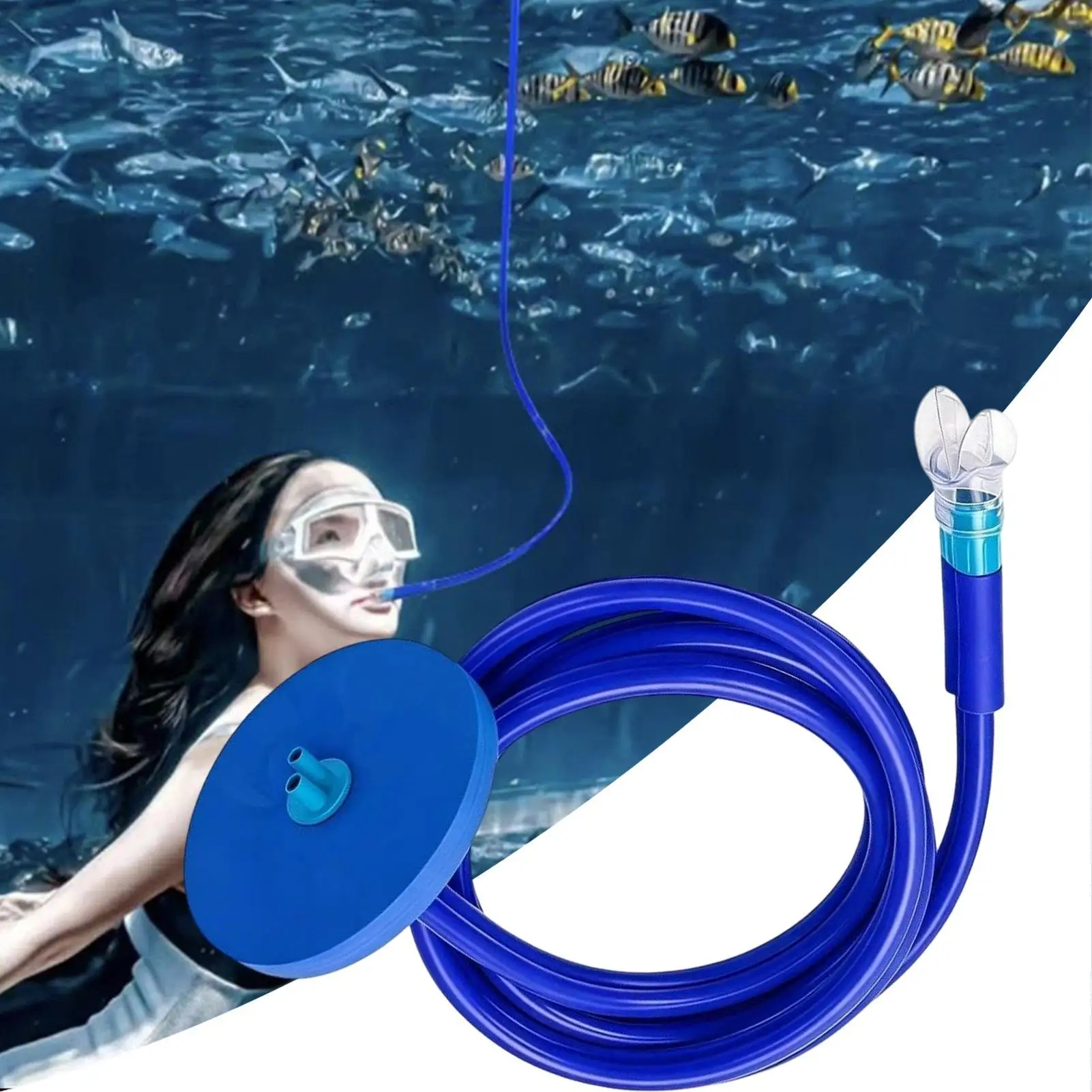 Long Snorkel 177inch Portable Full Dry With Float Head Adult Underwater Breathing Device For Men Women Swimmer Beach Pool River