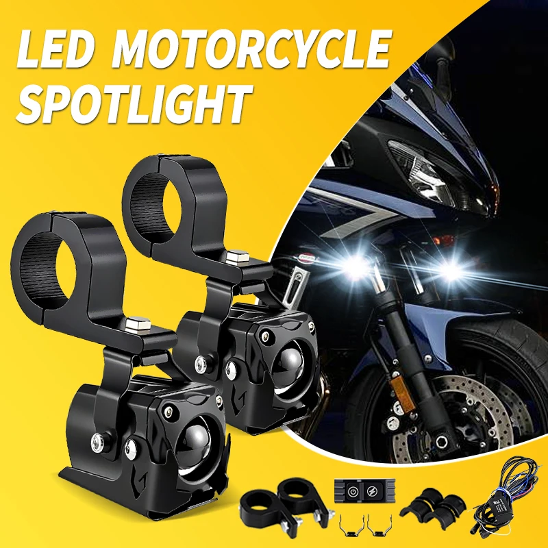 

2PCS Universal Moto Spotlight LED Front Lamps For YAMAHA FZ6 FZ6FAZER FZ6N FZ6R FZ6S FZ 6 FAZER Hi/Lo Beam White/Amber Auxiliary