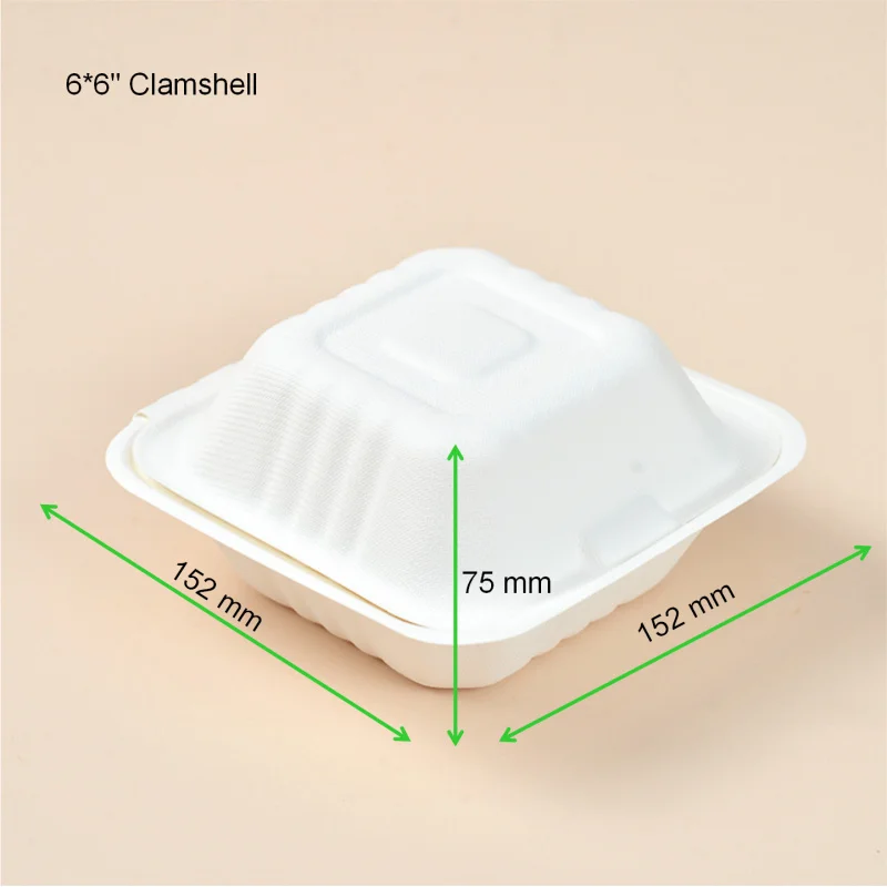 10 00piece.Custom.PCT061 Disposable Compostable Microwavable Sugarcane Biodegradable Corrugated Pack Burger Paper Packaging 6 In