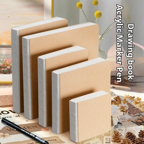 Imagen 2 del producto Borrence-Cuaderno de dibujo de 58 hojas, cuaderno de bocetos de mano, 230g, papel de acuarela portátil, libro para colorear, pintura al óleo, Bloc de notas Gouache