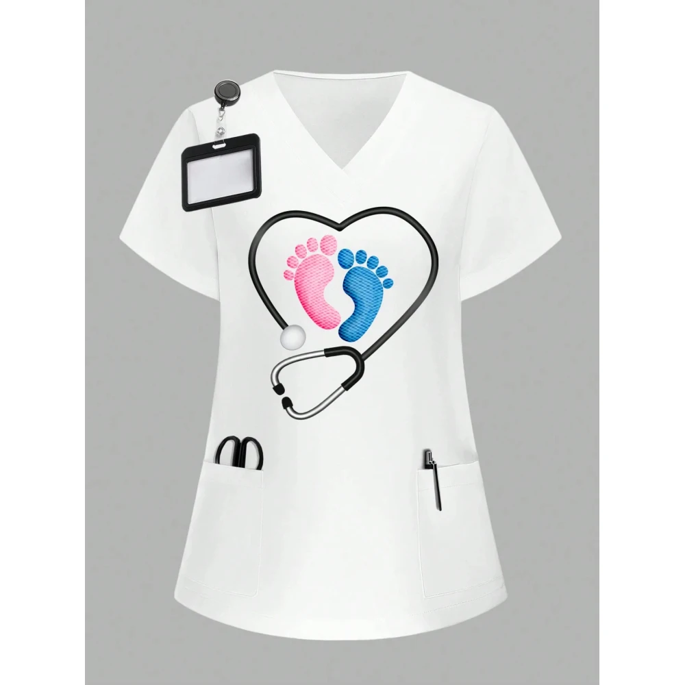 병원 티셔츠 캐주얼 짧은 소매 사랑 애완 동물 의사 작업복 의료 스크럽 간호 유니폼 외과 최고 약국 작업 의류