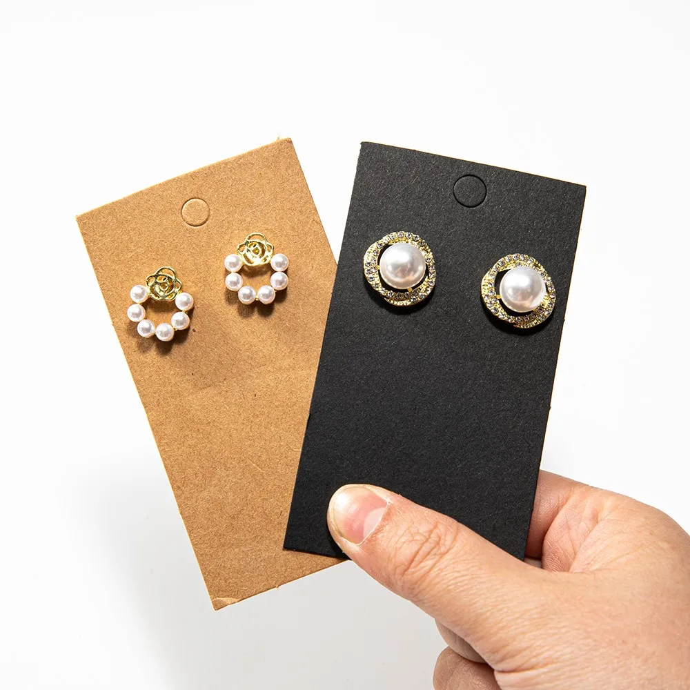 50pcs 5x9cm Earring Display Card Earring Card Holder Blank Kraft Paper Tags for DIY Ear Studs Long Drop Jewelry Display