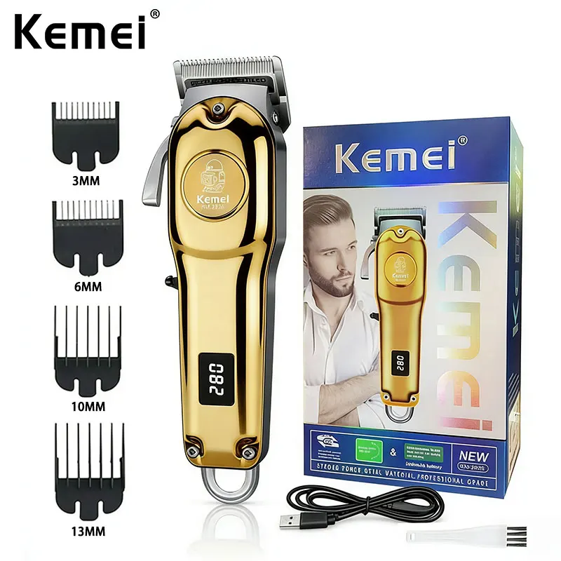 

Электрическая машинка для стрижки волос Kemei KM-2628, перезаряжаемая, беспроводная, для мужчин, с USB-зарядкой.